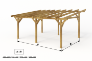 Freistehender Classico-Holzpavillon mit einer Tiefe von 400 cm